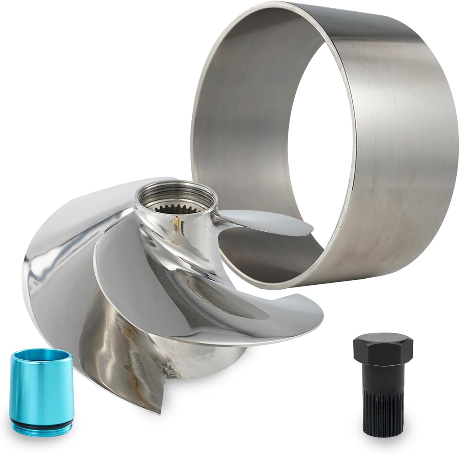 Jet Ski Impeller Kit SXX-CD-13/18,fit Sea-Doo RXP-X 300 RXT-X 300 GTX Limited 300, 161mm 3-Blade Polished Impeller with Wear Ring, Wrench and Seal