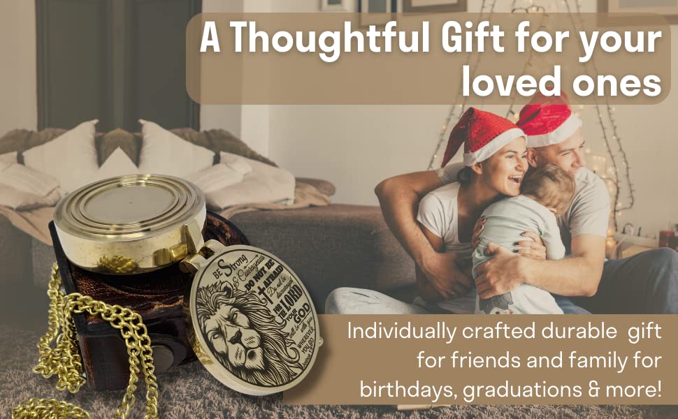 Brújula de latón grabada con verso bíblico inspirador - Regalo ideal para hijo, nieto o hija - Perfecta para bautizo, comunión, iglesia y graduación miniatura 3