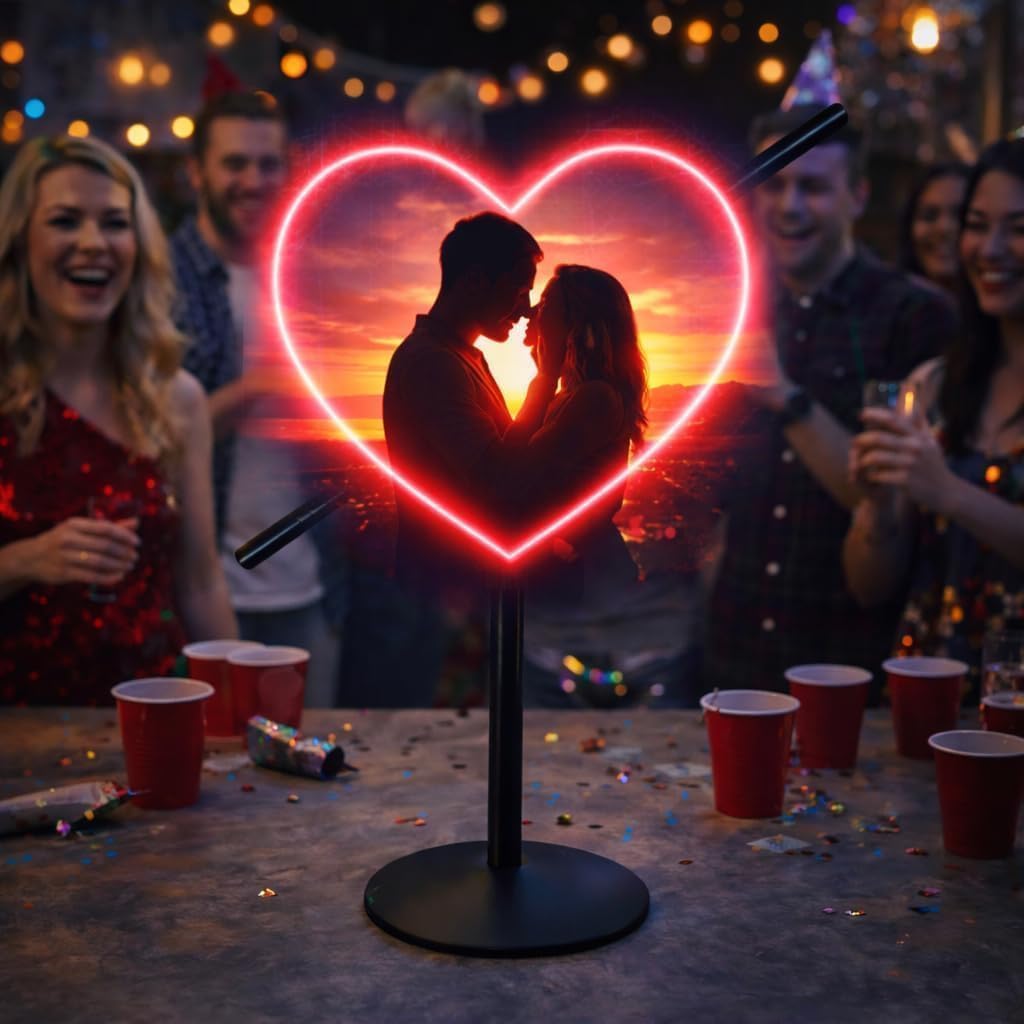 16.9 Inch 3D Hologram Fan with All-Metal Desktop Stand, WiFi App Controlled Holographic Display, Adjustable Height, High-Brightness LED for Trade Shows, Retail Counters and Showrooms