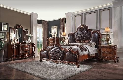 Vista 4 de BOWERY HILL Cama extragrande oriental contemporánea en piel sintética y roble miel