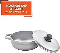 Vista 4 de IMUSA Caldero - Olla con tapa de aluminio de 2 cuartos de galón, aluminio fundido, perfecta para servir grupos pequeños, asas remachadas, fabricada