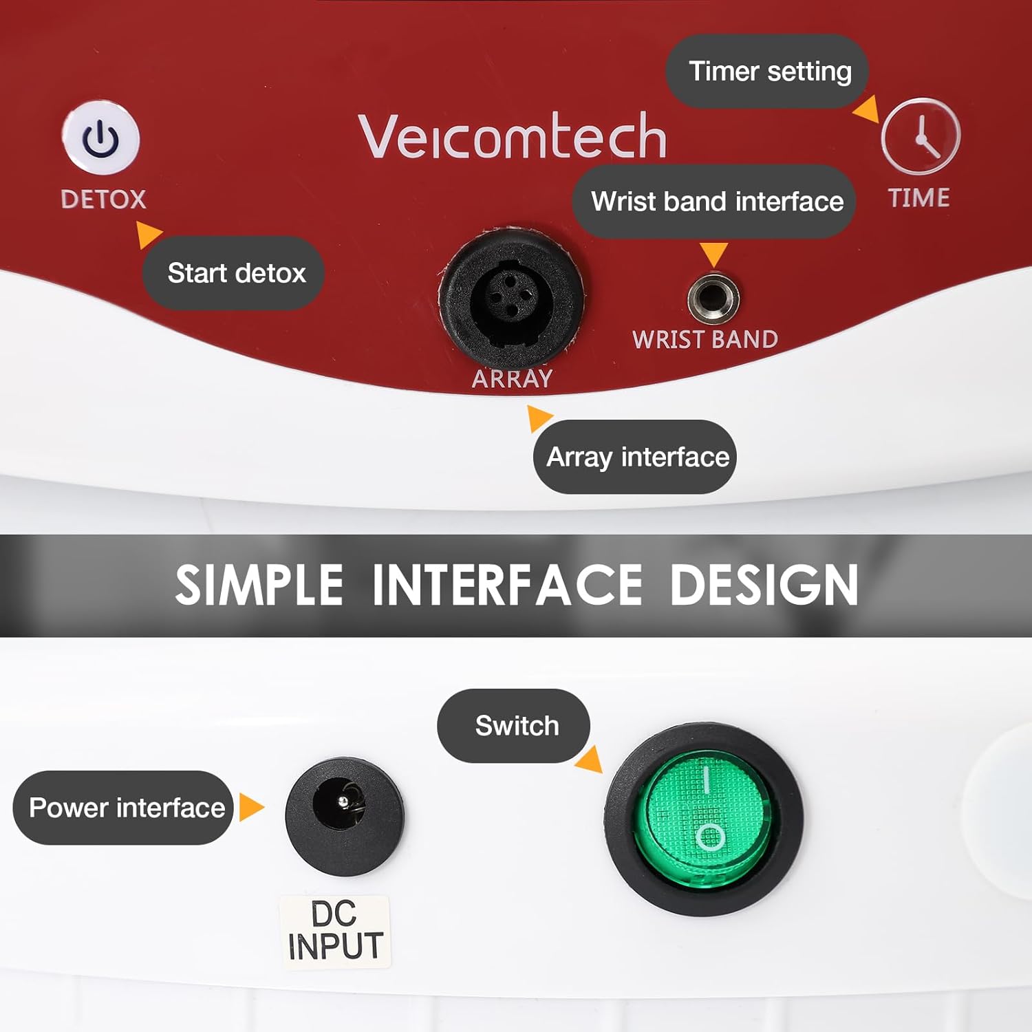 veicomtech Ionic Foot Bath Detox Machine, Foot Detox Machine, Ionic Foot Spa Kit with 10 Ginger Tablets 2 Arrays 25 Tub Liners for Home use or Salon