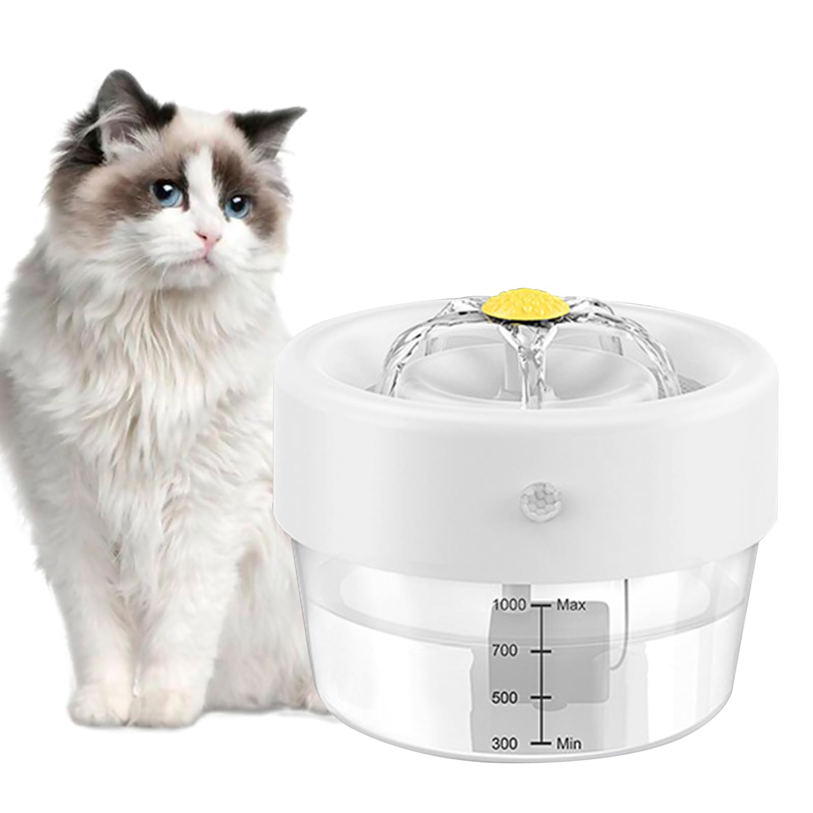 Kyaoayo Fontaine à eau pour chat et chien, fontaine pour chat, distributeur d'eau pour chien, accessoire pour chat, fontaine sans fil, 1 l, avec 2 modes de sortie, une batterie de 1000 mAh et un