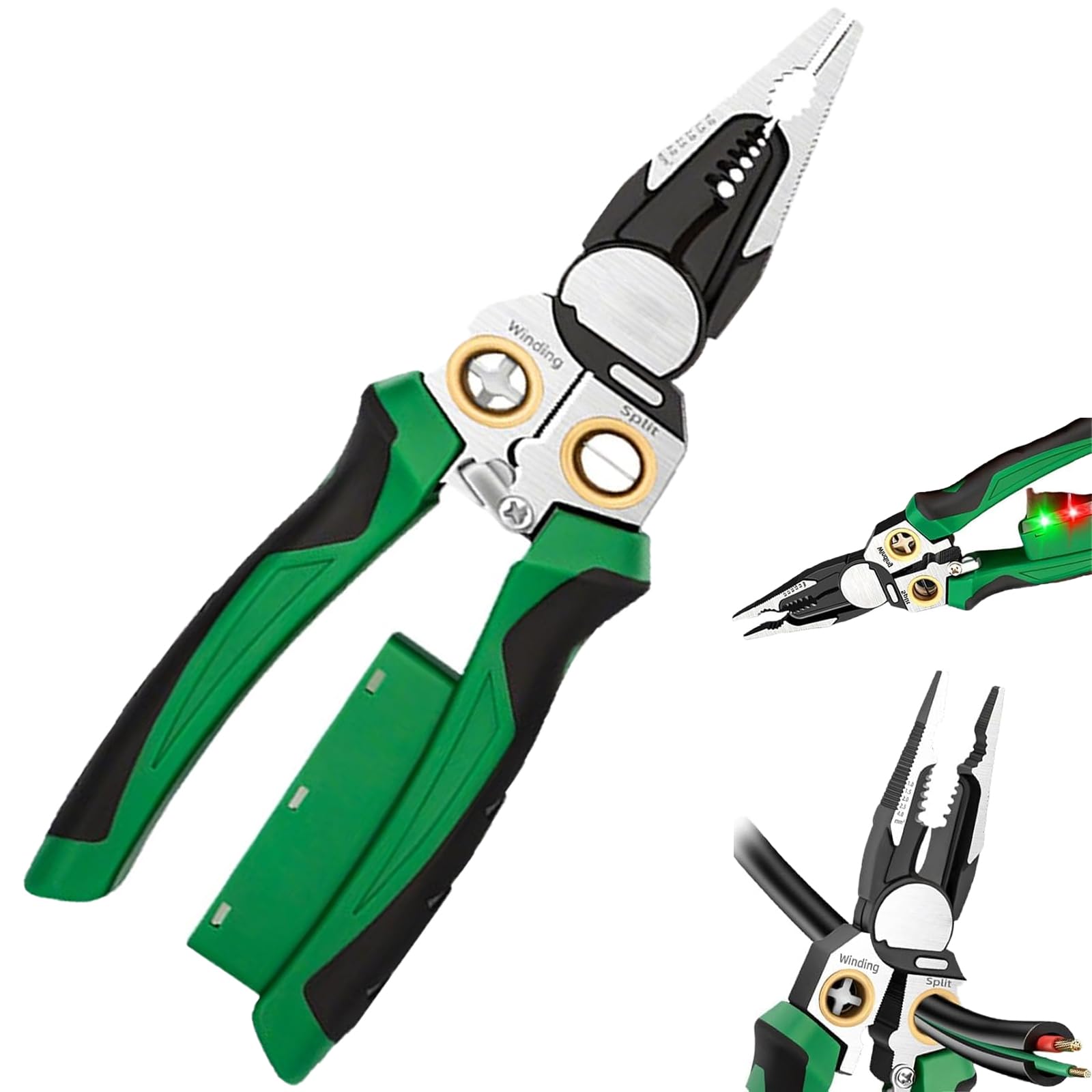 Pelacables 8 en 1 con probador de voltaje, alicates para electricistas, herramienta de pelado de cables multifunción para cortar, pelar, prensar, reparar
