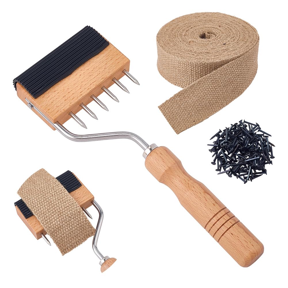 OLYCRAFT - Juego de herramientas de vestir, herramienta de estiramiento, tejido cisne, herramienta de vestir, 10 mx5,3 cm, banda de tela yute, 150 trinquetes para reparación, sillas, sofás, tela