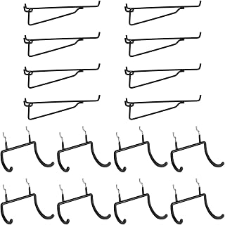LIGHT DUST 16-Pack Heavy Duty Pegboard Hooks - 8PC 8" Peg Board Shelf Hooks & 8PC Peg Hooks - 1/4 inch Peg Board Organizer Accessories, Pegboard Organizer Large Tool Holders for Garage Workshop Shed