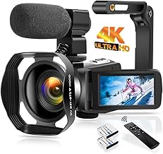 4K Video Camera Camcorder 48.0MP Digital Camera IR Night Vision WiFi Vlogging Camera with External Microphone, Lens Hood, ...