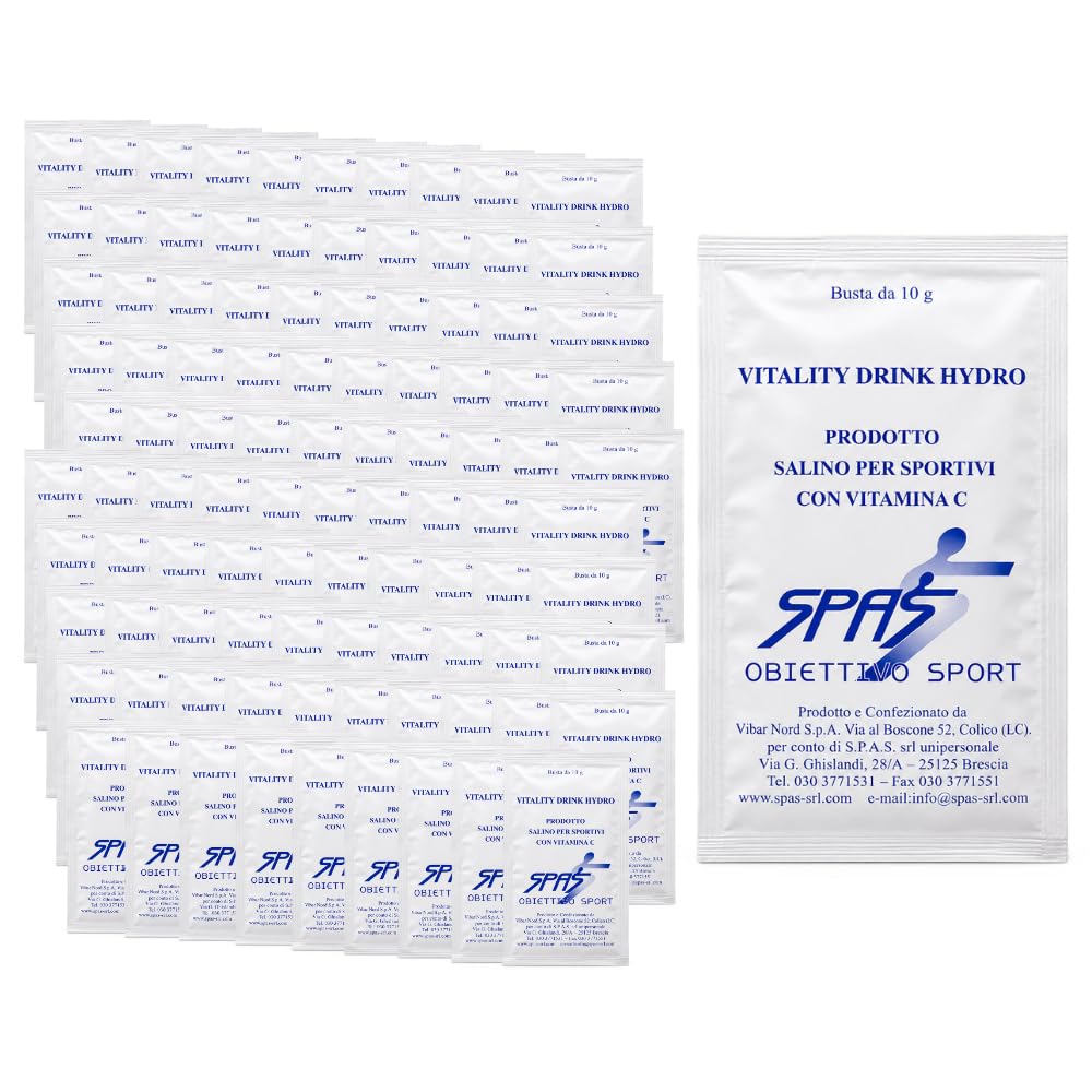 SPAS Vitality Drink integratore con magnesio, potassio, vitamina C ed E bevanda isotonica con maltodestrine sali minerali per sport e attività fisica e lavori faticosi | arancia | 10g x 200 pz
