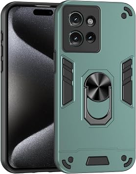 Pzwoxukhov Motorola Edge 50 ケース対応 Motorola Edge 50 内蔵ブラケット カーマグネット 耐衝撃 落下防止 スマホケース カバー グリーン