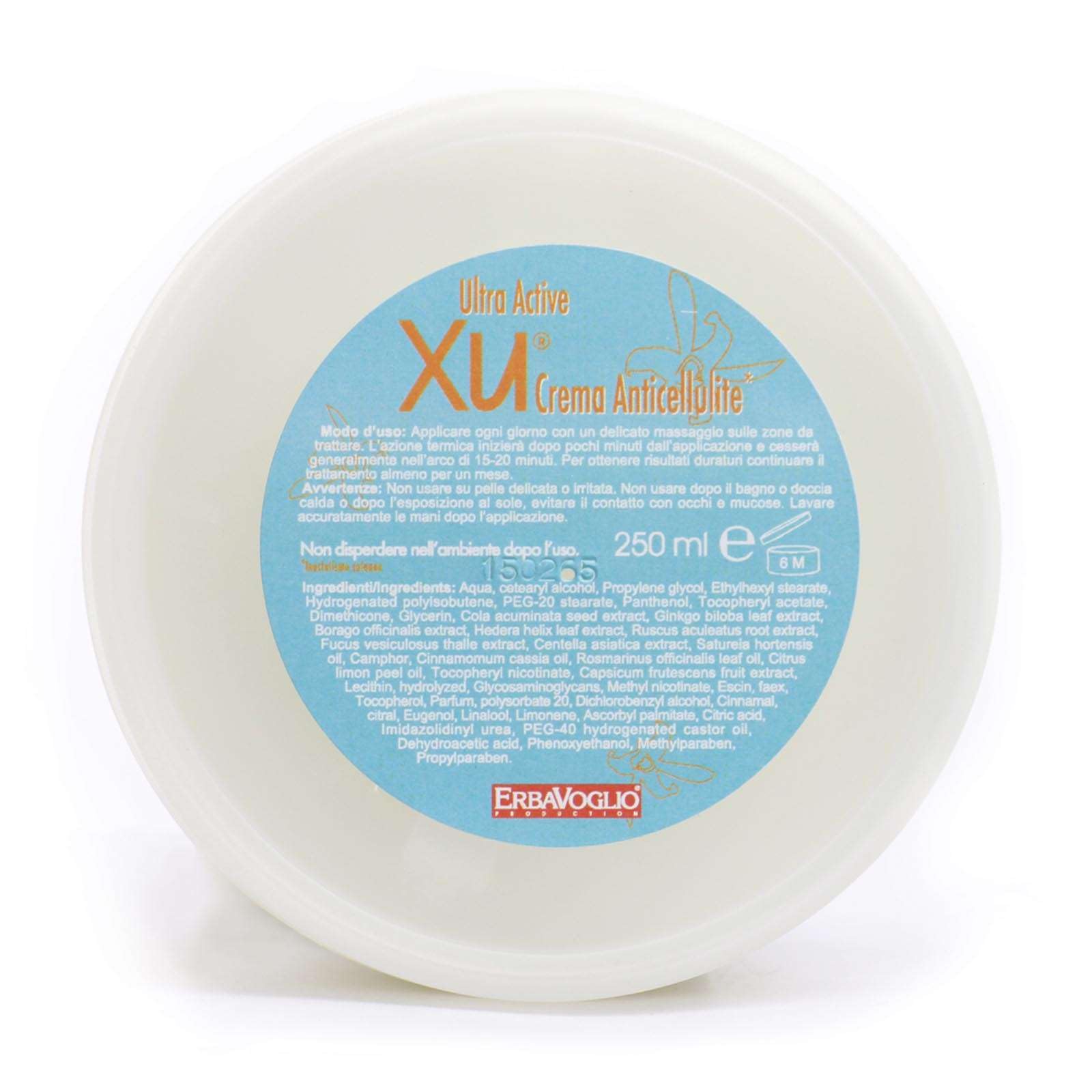 Erbavoglio Xu Crema Anticellulite Cabina - 250 ml - Contro gli inestetismi della cellulite. Con la sua azione termogenica, riscaldante, riattiva la circolazione e drena i liquidi di ristagno.