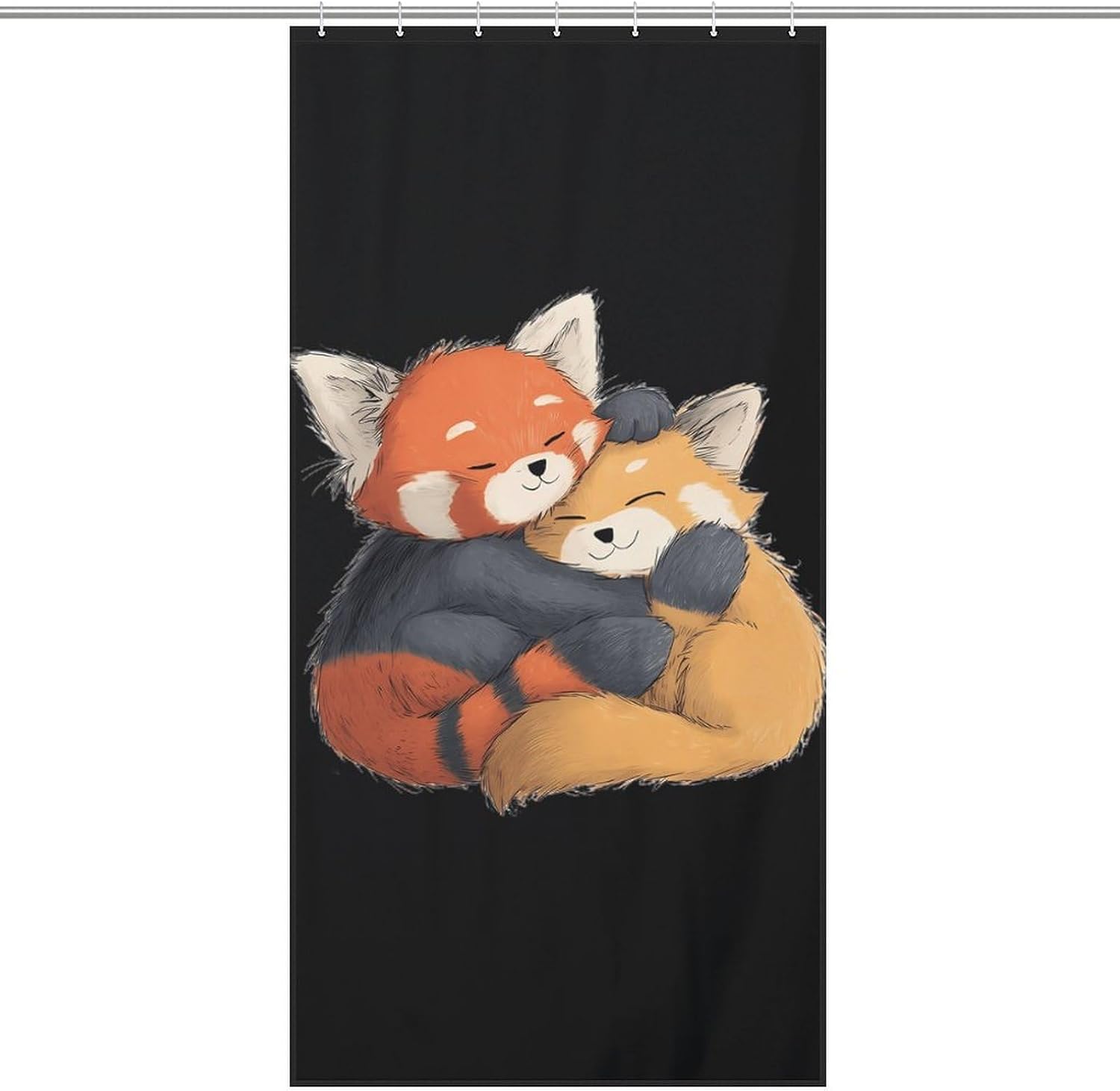 Red Panda and Fox1 Funny Shower Curtain for Bathroom 12 Hooks