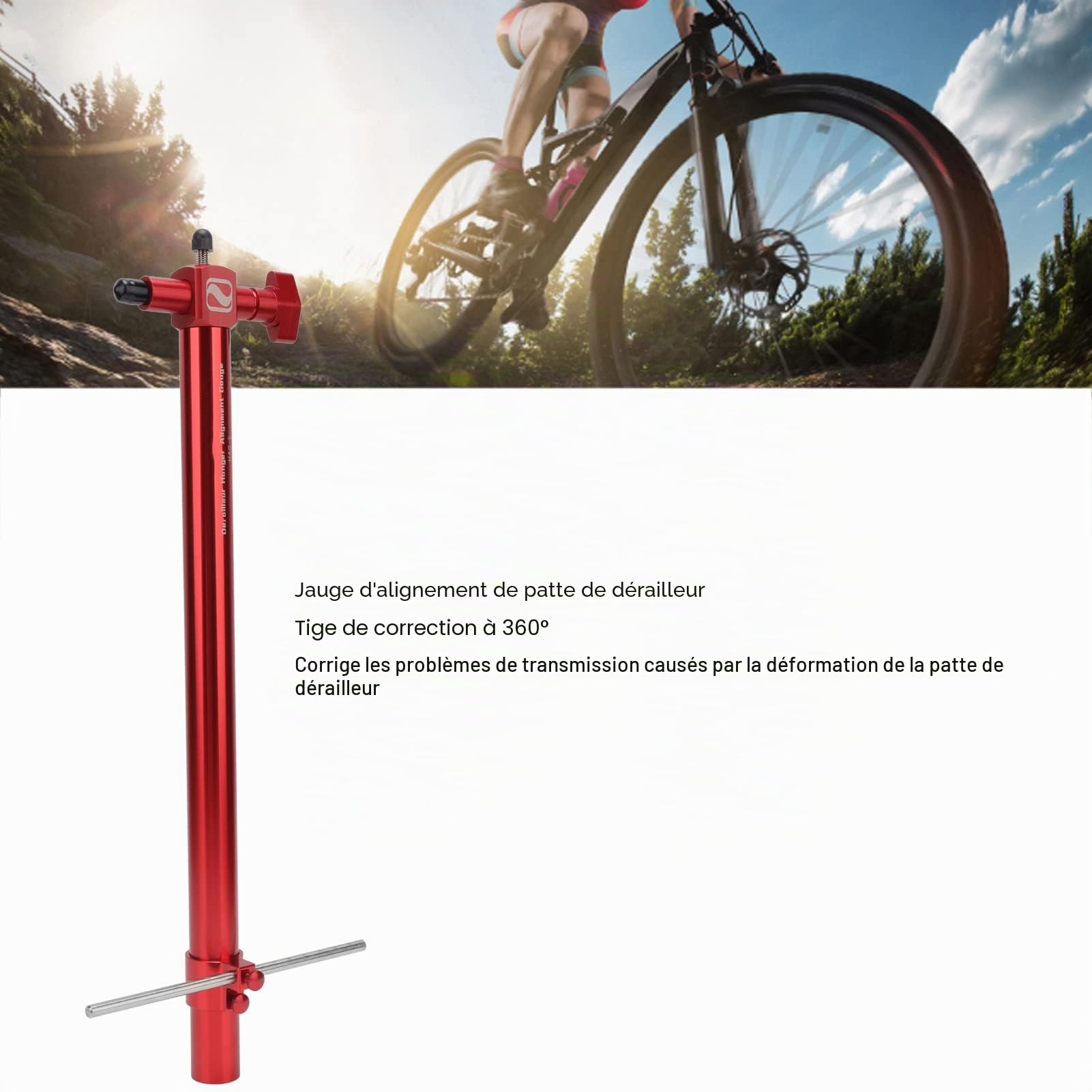 Outil de Jauge D'alignement de Patte de Dérailleur avec Une Longueur de 400 Mm, Construction en Alliage D'aluminium, Transport Facile, pour la Réparation du Dérailleur