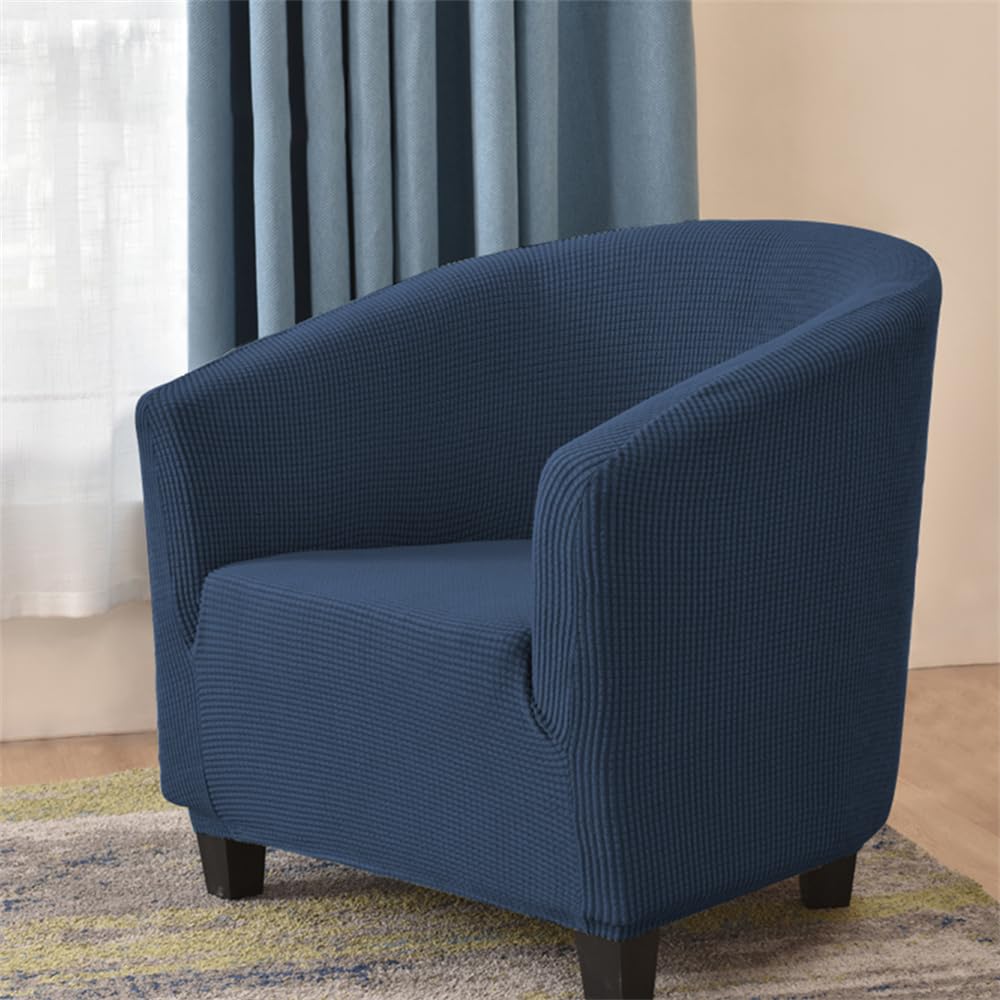 WJHDWYD Convertible Chesterfield Armchair Cover Stretch Jacquard Solid Color 1 Seater Armchair Cover Lounge Club Armchair Cover, Easy to Install and Wash(Bleu Marine)