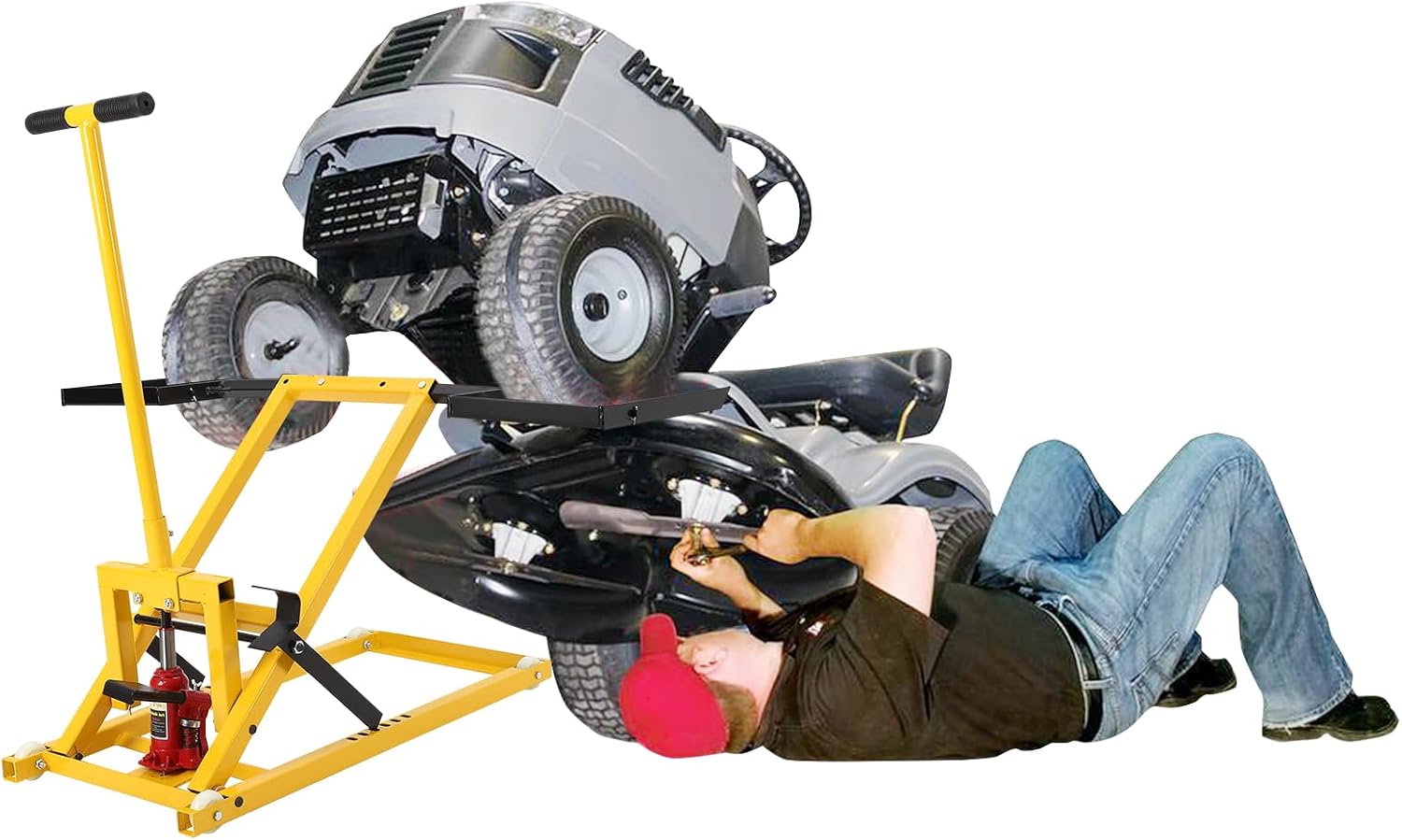 Hydraulic Lawn Mower Lift Jack, 500 Lbs Capacity Lawn Mower Lift with 26.5" Telescopic Height, Heavy-Duty Jack for Riding Lawn Tractors & Zero Turn Mowers