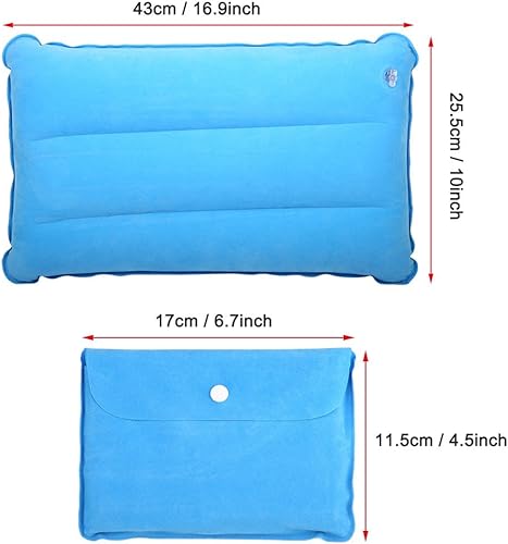 Miniatura 6 de RiToEasysports Almohada inflable, 2 colores al aire libre portátil plegable informal tela flocada almohada de aire para acampar escalada senderismo
