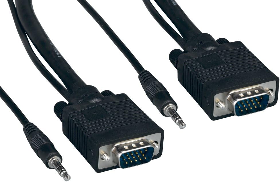 Black Friday Sale 2022 Cablelera ZC77ERMM-100 3.5mm VGA Stereo Audio, HD15 M/M to HD15, 100', 28 AWG, OD:9.2mm