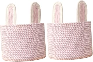 Toyvian 2 Pçs Cesta De Armazenamento De Orelha De Coelho Cobertor Cesta De Armazenamento Cesta De Lavanderia Do Bebê Cesta De Artigos Diversos Cesta De Corda Cesta De Mesa Organizador De