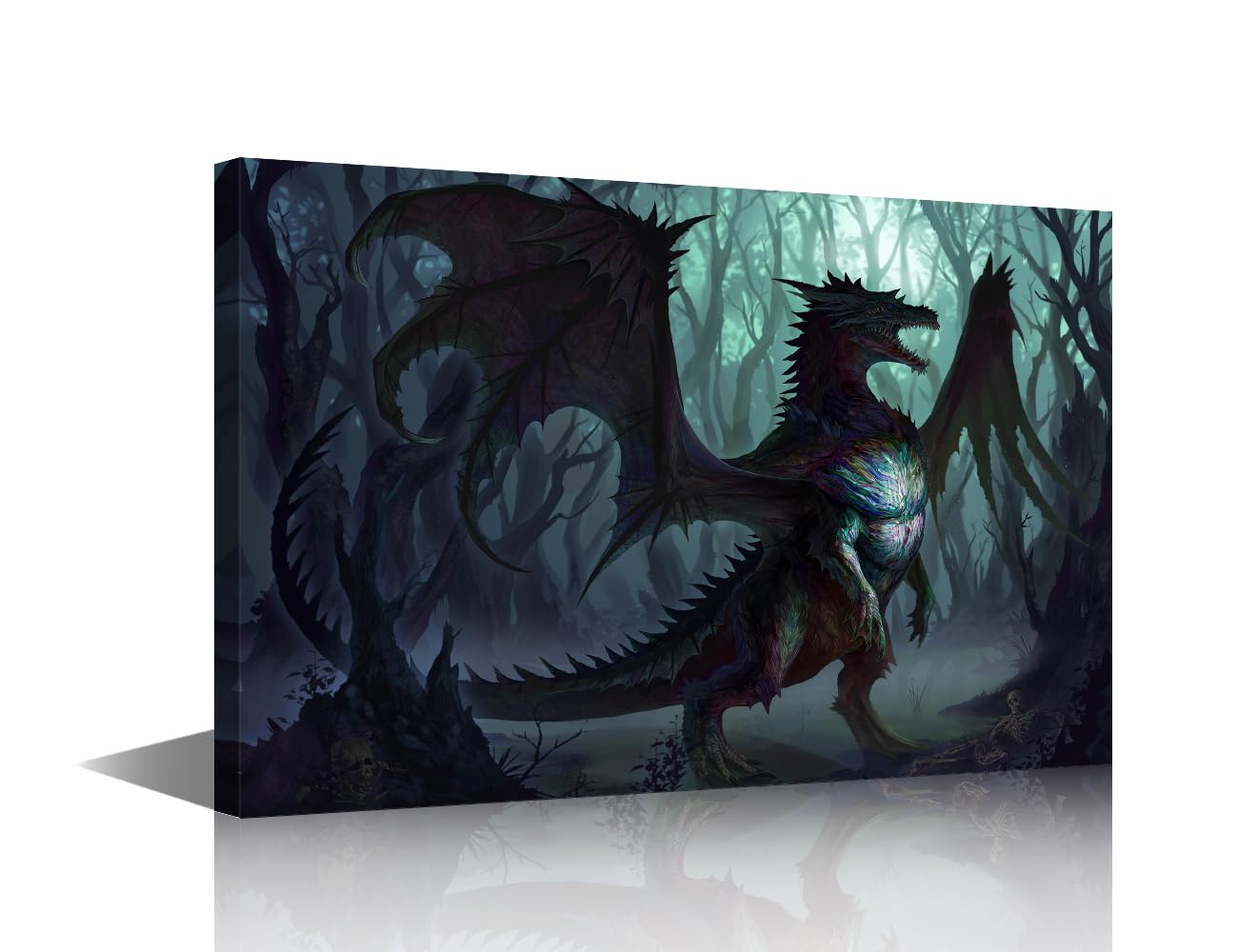 TISHIRON Dragon Art Decor Canvas Framed Fantasy World Art Prints Wall Art Large Size Fantasy Dragon Posters and Prints Decor Bathroom Farmhouse Wall Decoration Ready to Hang 18x12in โ image 1