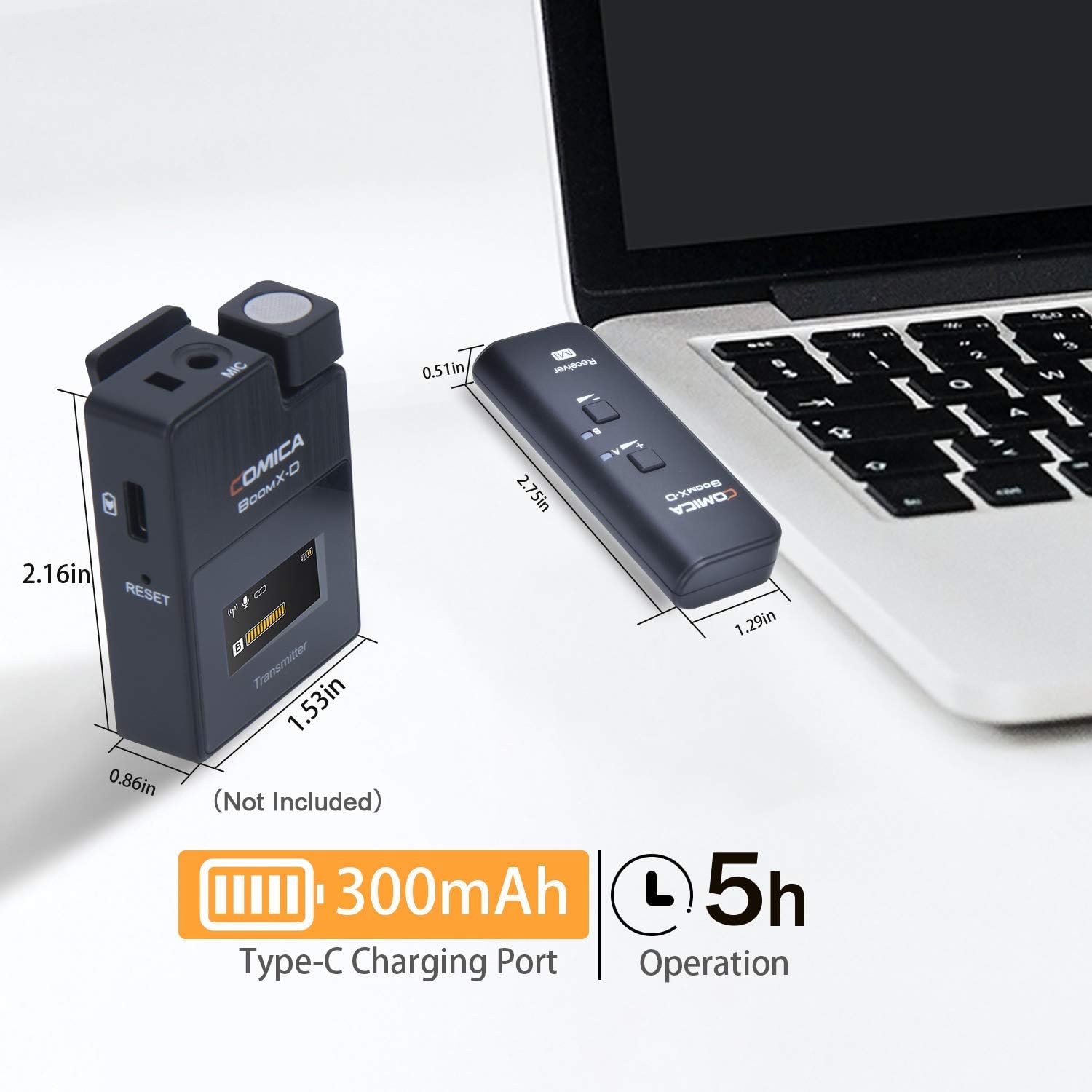 COMICA BoomX-DMI RX Professional Receiver for BoomX-D 2.4G Wireless Lavalier Microphone System,Perfect for YouTube, Facebook Live Stream etc (1Receiver)