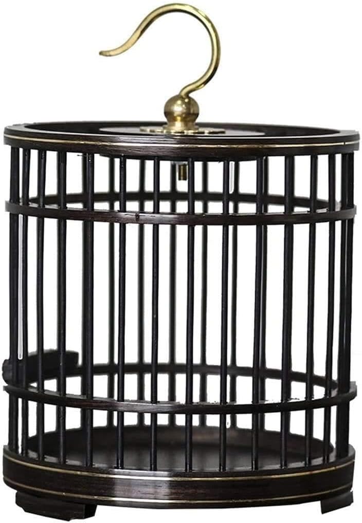 Black Travel Carrier Cage Plastic Bird Cage with Hook Flight Birdcage Round Bird Aviary Bird Carrier Budgie Cage Easy Practical