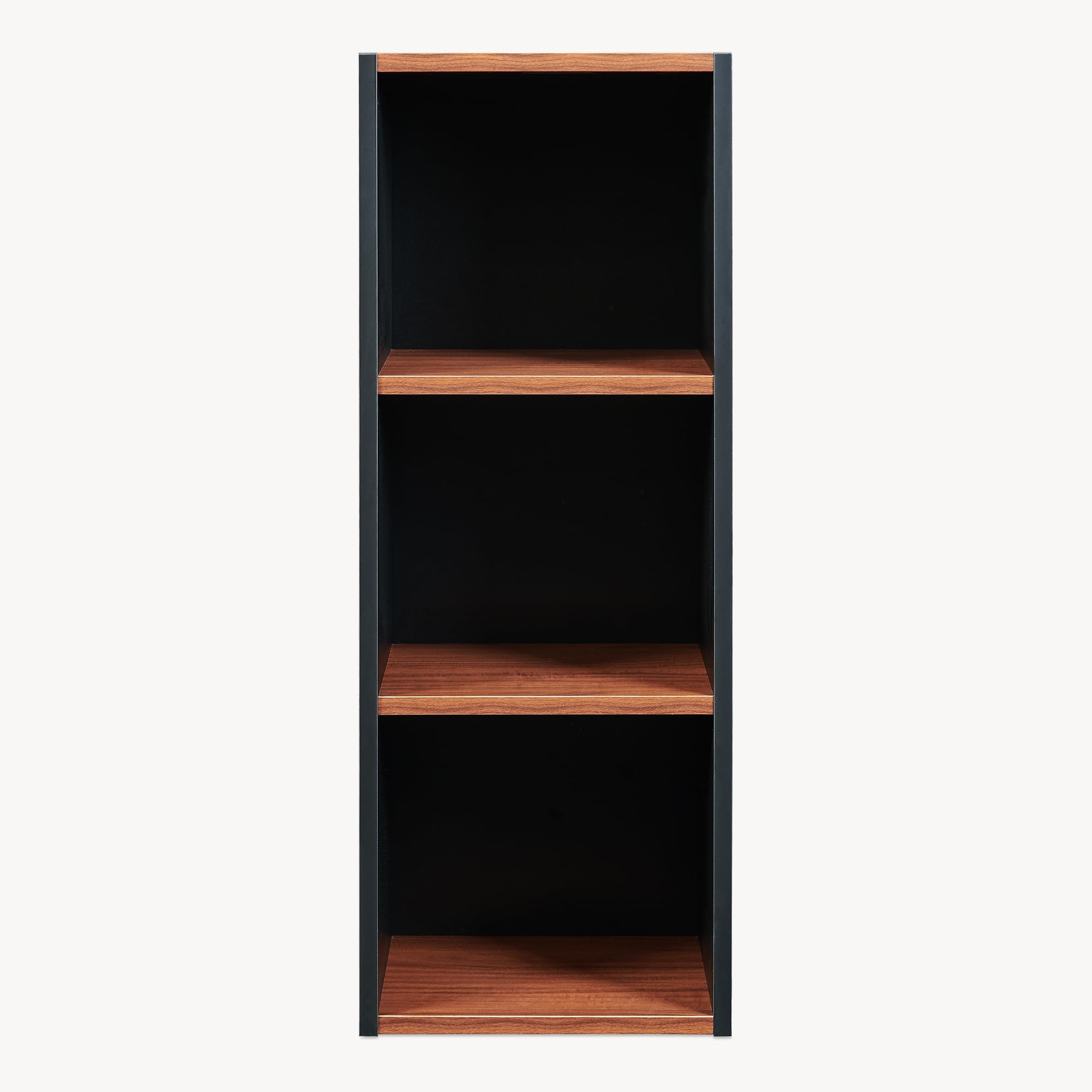 [en.casa] Scaffale da Terra con 3 Scomparti Aperti Libreria Mobile Contenitore Mensola Multiuso a Ripiani per Soggiorno Ufficio Ingresso 80 x 30 x 23 cm - Nero/Effetto Noce