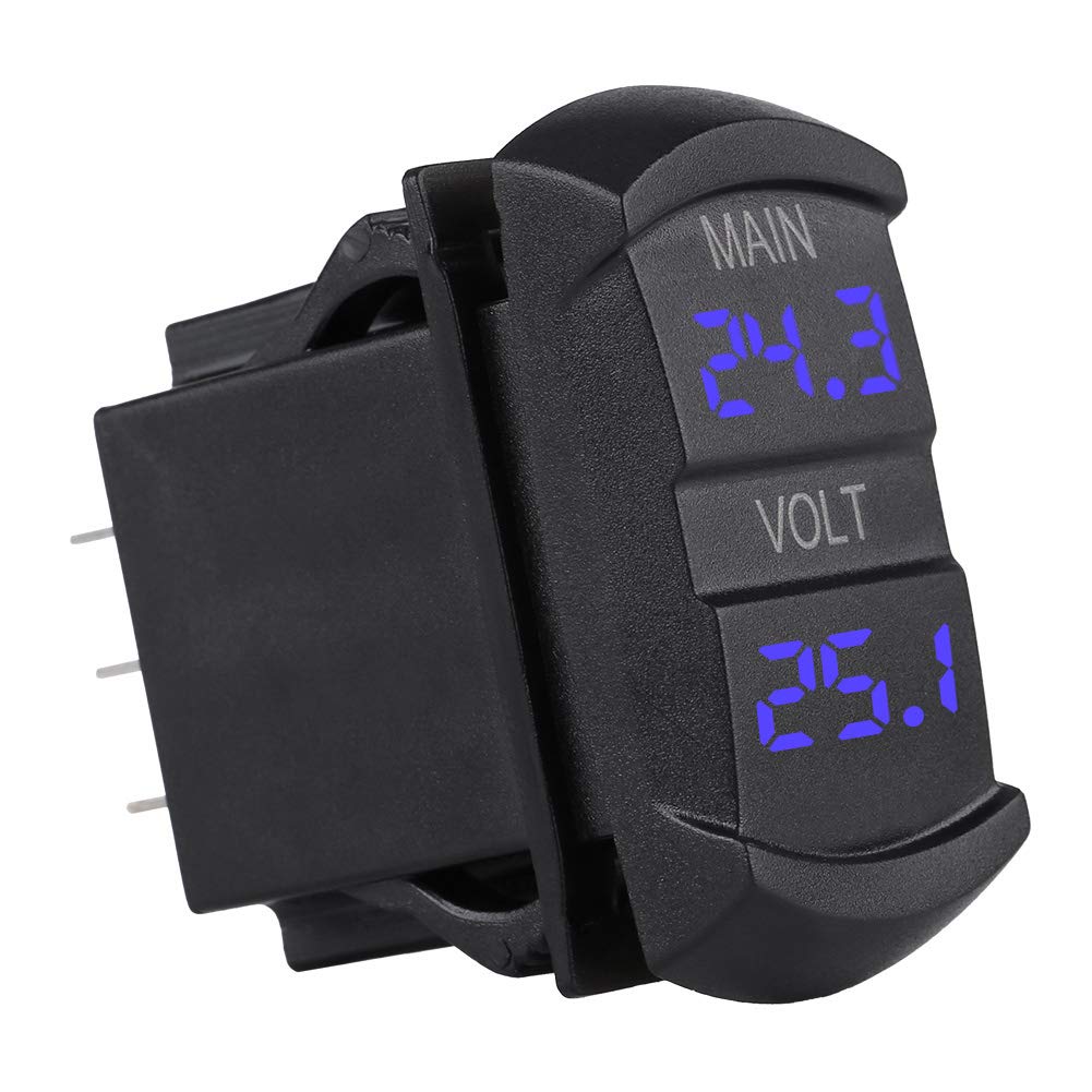 Auto Dual Voltmeter, Auto DC 10V-60V Blaue LED Digital Dual Voltmeter Universal für Pickup RV ATV Batterie