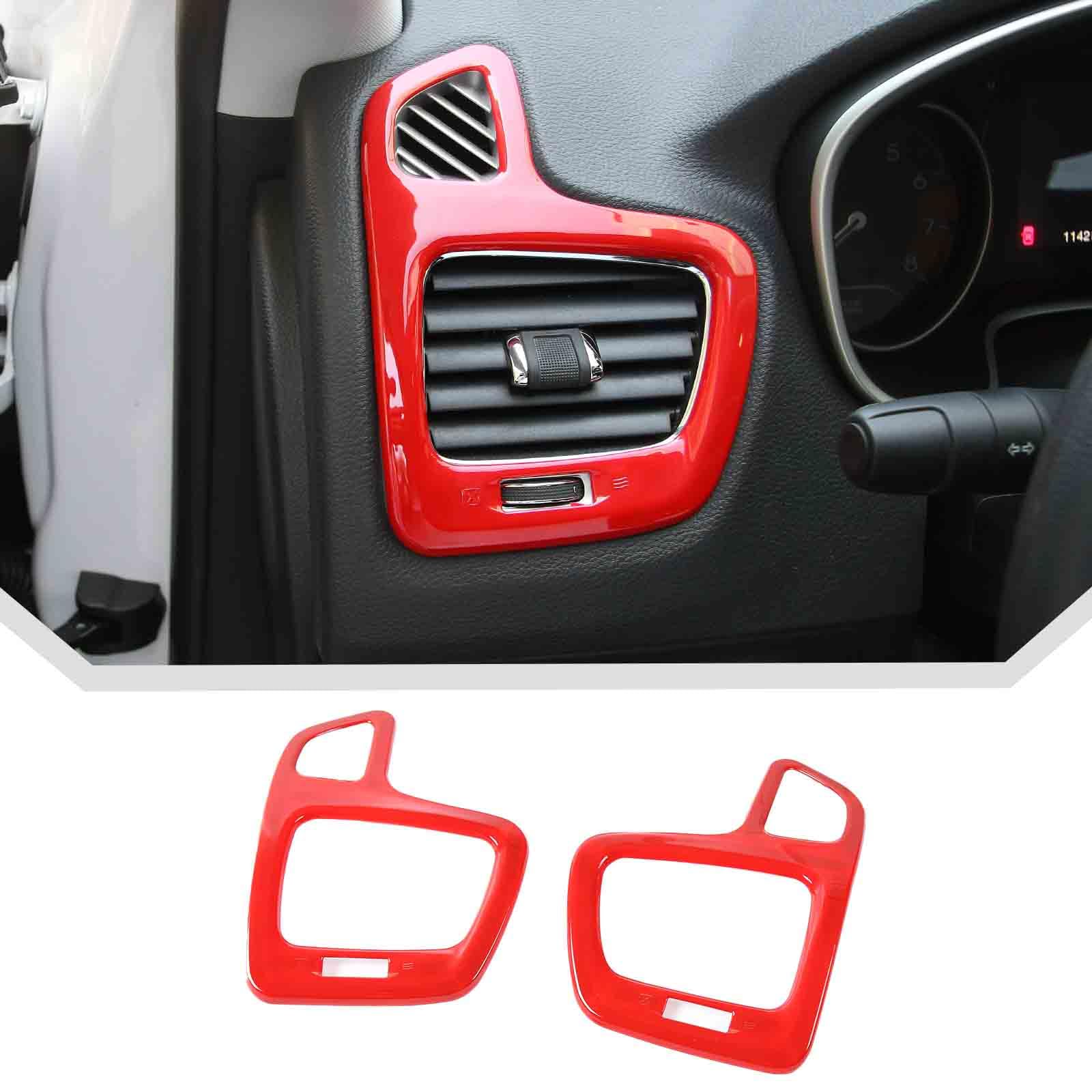JeCar Dash Air Vent Cover Trim Red Interior Accessories for Jeep Compass 2017-2020 (2pcs)