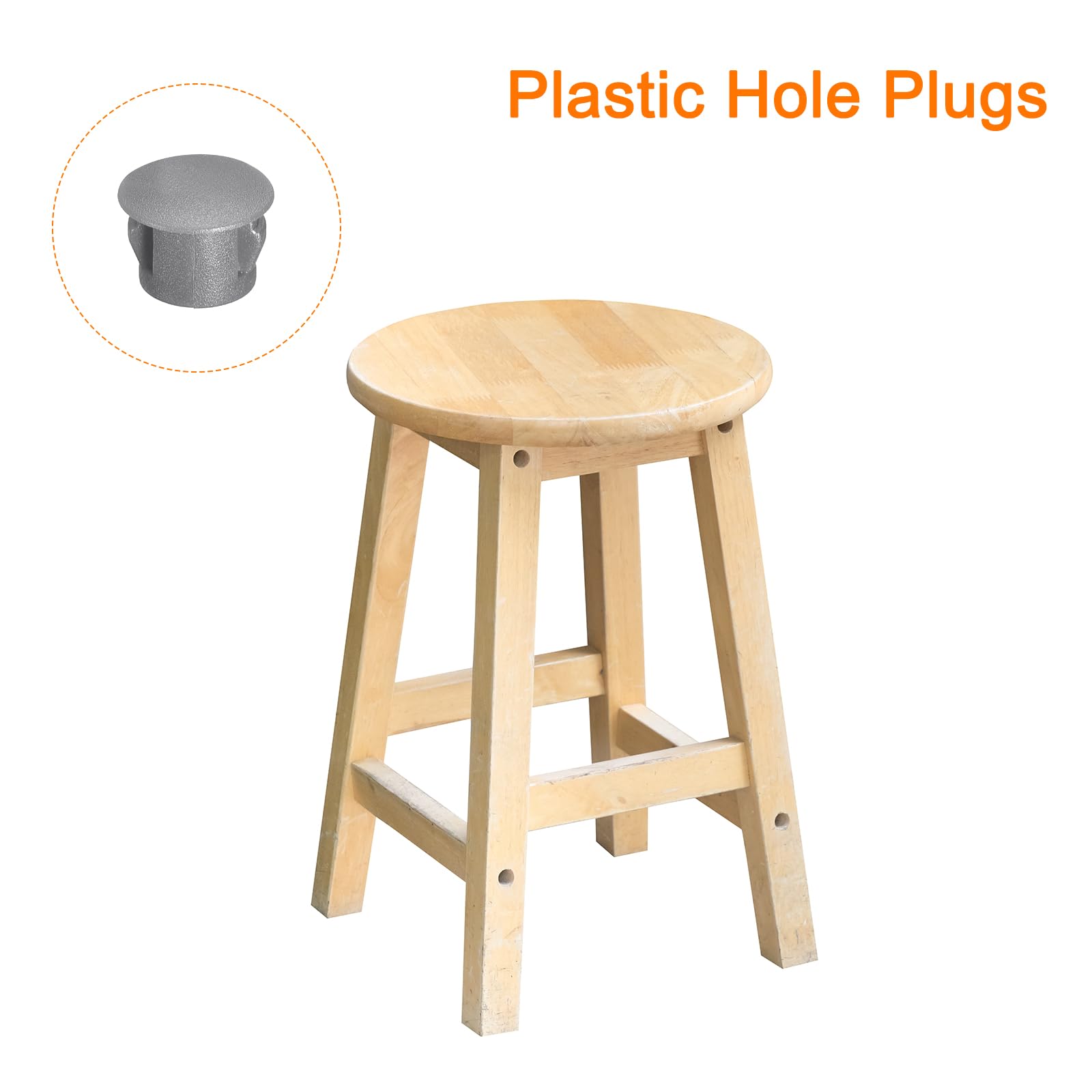 QUARKZMAN Tappi per Fori in Plastica 8mm (5/16"), 36pz Tappo di Copertura in Plastica Tipo a Incasso, Tappi di Chiusura Rotondi per Mobili, Inserti per Estremità Pannelli, Grigi