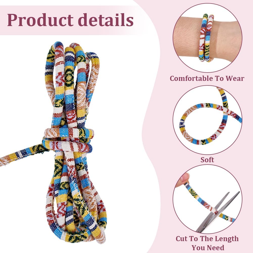 10 Yards Ethnic Style Bracelet Rope Round Cotton Boho Braid Thread String Vintage Bohemian Colorful Cloth with Spools Bead Cord for Jewelry Making Necklaces Accessories DIY Craft Supply image 5