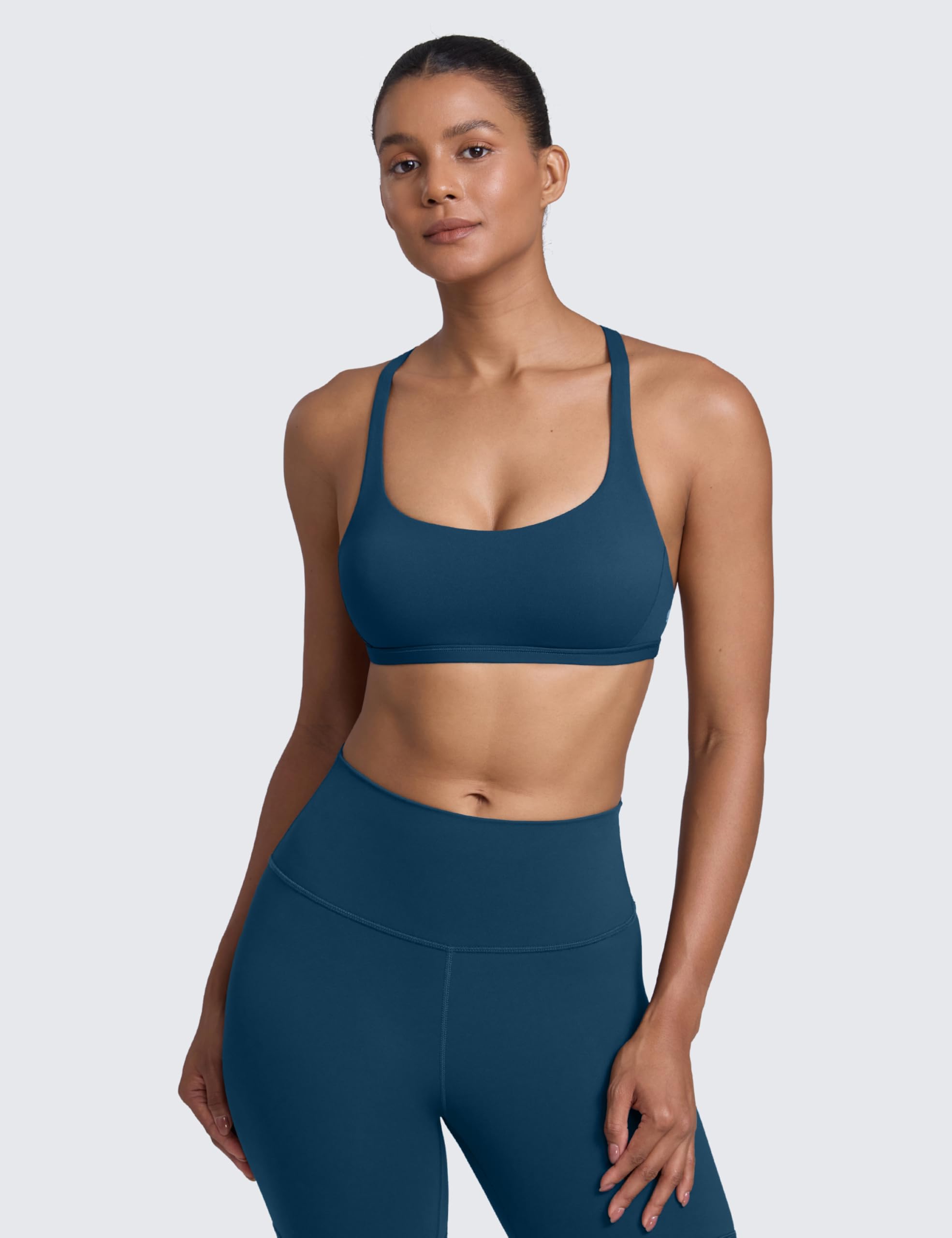 CRZ YOGA Damskie zdejmowane wkładki Top do jogi Cross Strappy Back Gym Sports Bra
