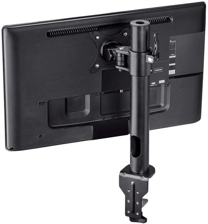 Black Aluminum and Steel Single Monitor Desk Mount with Riser