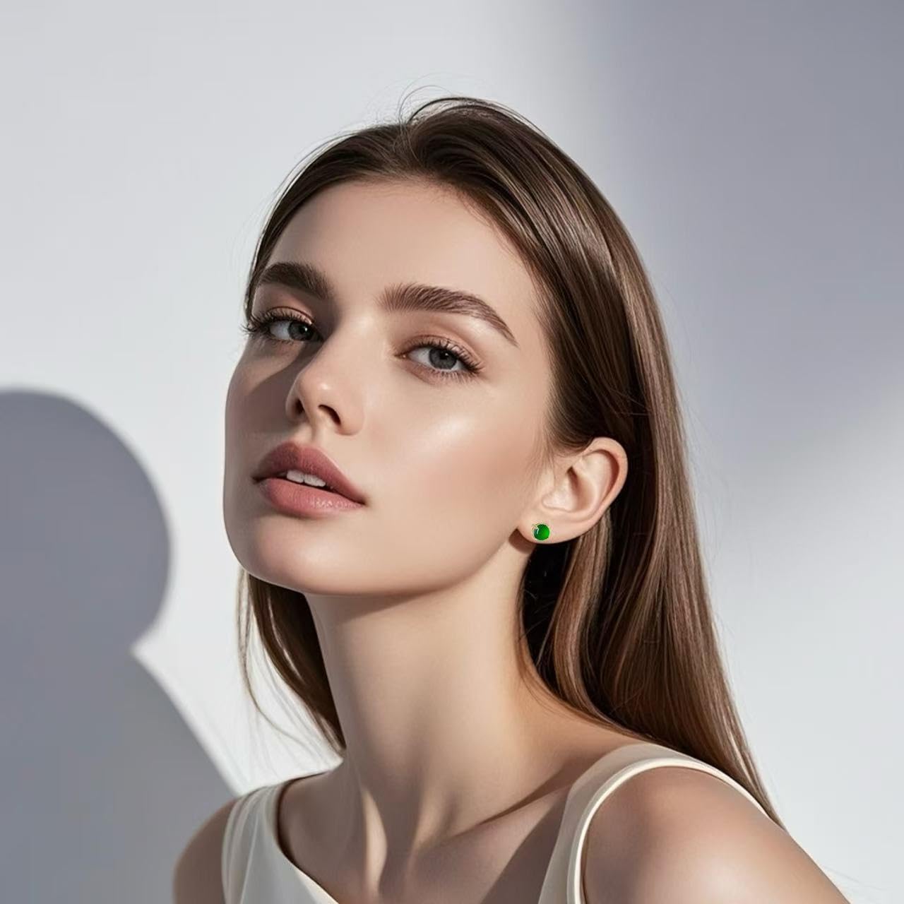 Jade Stud Earrings for Women 18k Gold Plated Tiny and Shiny Green Natural Jadeite Studs Minimalist Sterling Silver Hypoallergenic Handmade Earrings Good Luck Gift for Her, 4mm(2PCS Premium) - Image 2