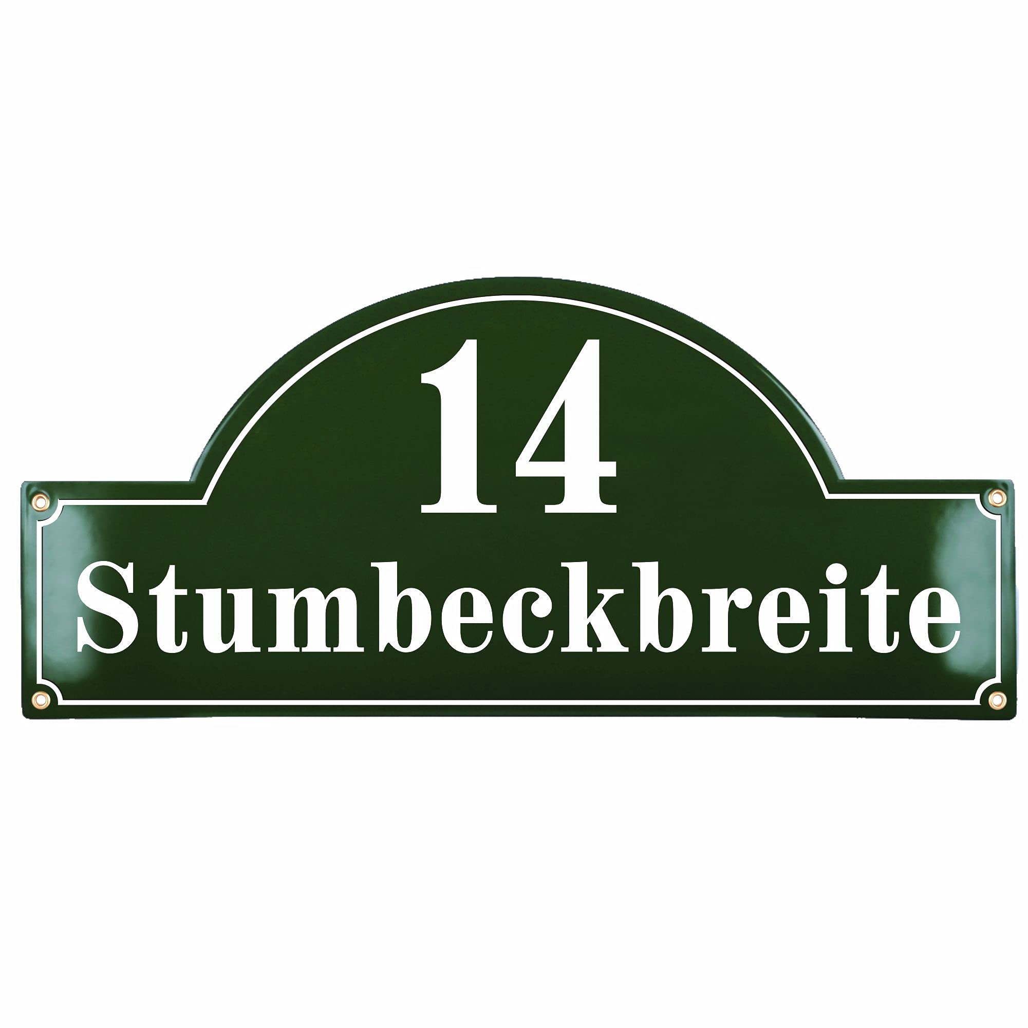 Hausnummerschild Hausnummer mit Straßenname - 27x60 cm - Keramik Emaille - Wetterfest - Personalisiert (Anthrazit)