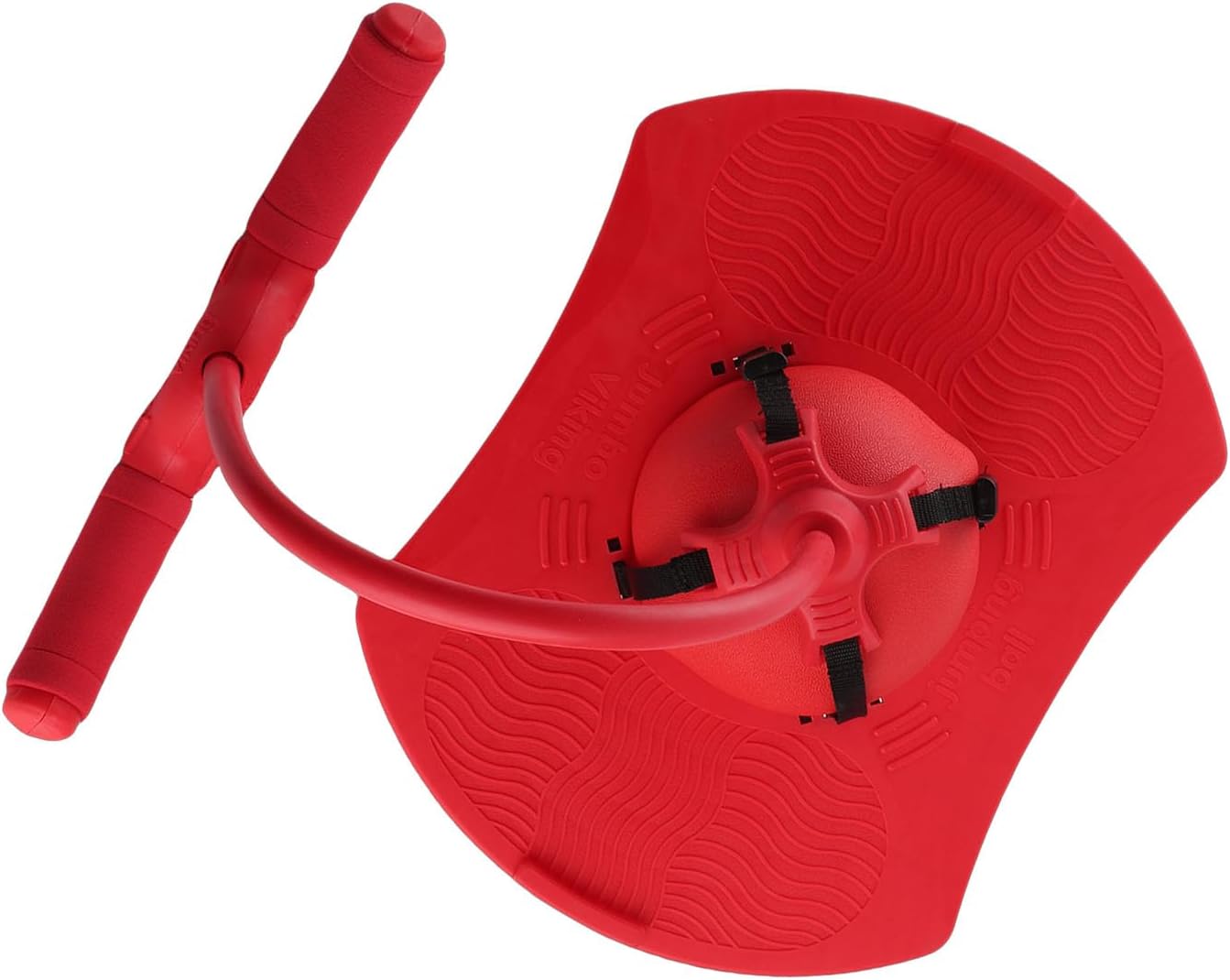 Children Jumping Ball with Pull Rope Handle and Non - Slip Pedal, Hopping Exercise Bounce Space Ball Toy for Kids, Sponge Handrails and Grooved Foot Platform for Safe Play (Red)