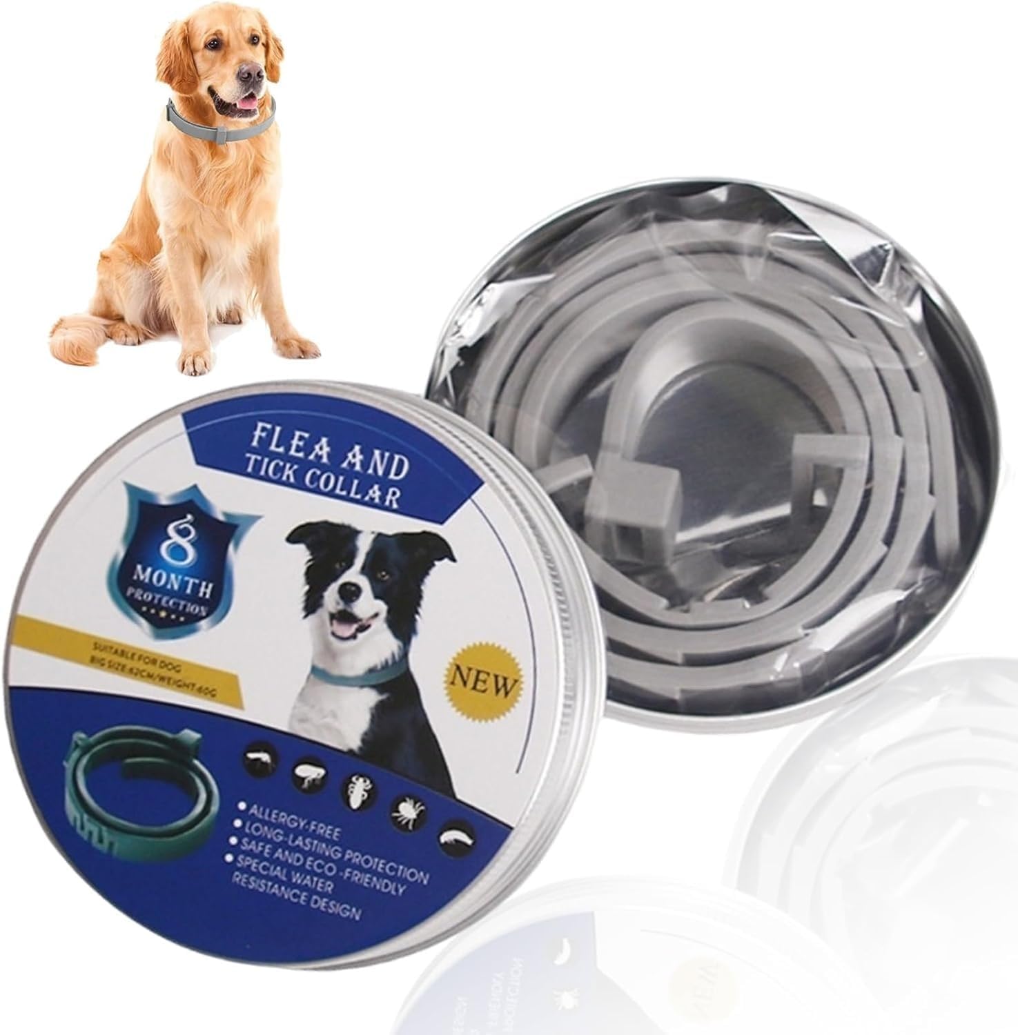 EULTUR Anti-Flea and Tick Collar for Dogs & Cats, 8-Month Adjustable Waterproof Collar, Natural & Safe Protection Against Fleas, Ticks, Lice & Parasites, Puppies & Adult Pets