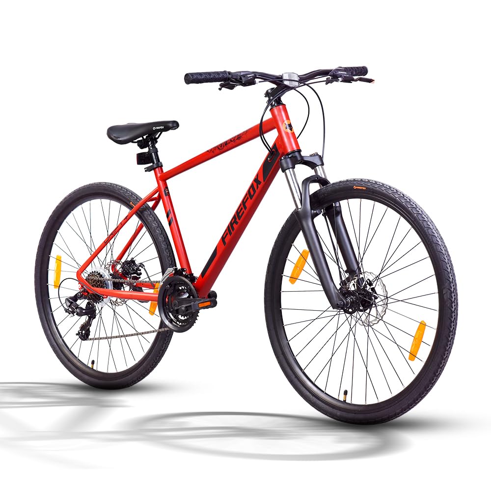 FIREFOX Drift+ 700C 21 Gear Hybrid Bicycle for Adult | Red | Front