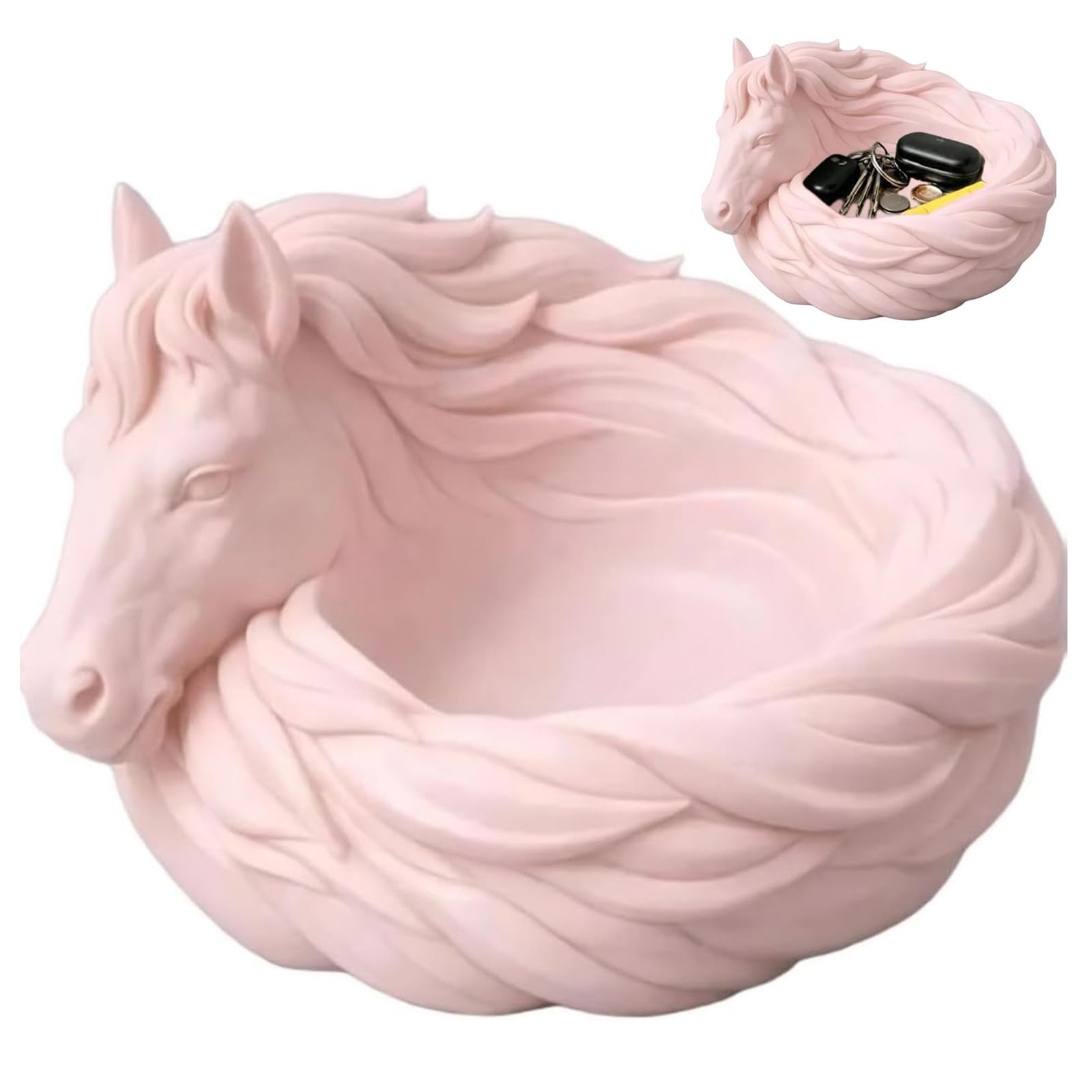 Horse Catchall Bowl, Decorative Horse Trinket Tary for Keys Jewelry Coins, Elegant Horses Head Sculpture Trinket Dish, Decorative Organizer Tray for Entryway Table Dresser Decor