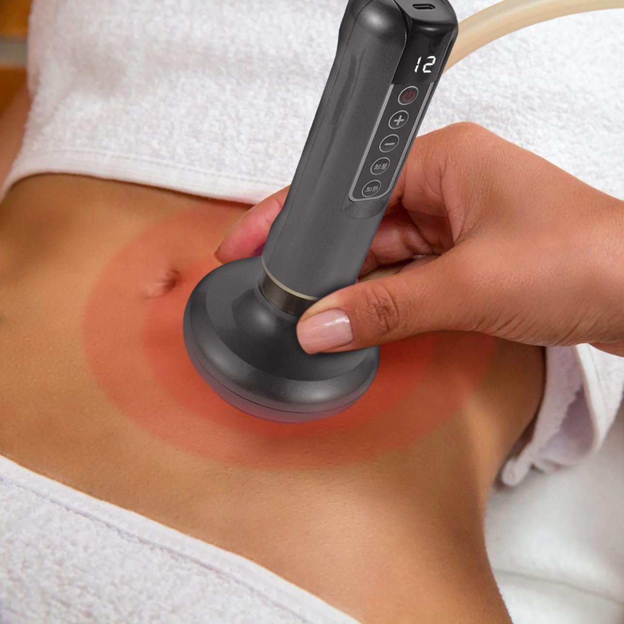 Mipcase Instrumento de Raspado Multifunción Eléctrico Ventosas Abs, Masajeador Portátil para Cuello y Cintura, 12 Modos y Succión de Presión Constante