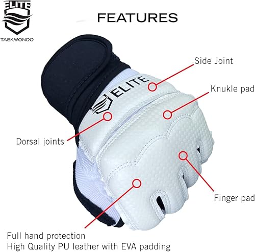 Miniatura 6 de ELITE  Guantes de lucha de Taekwondo para niños y adultos (protectores de manos TKD)