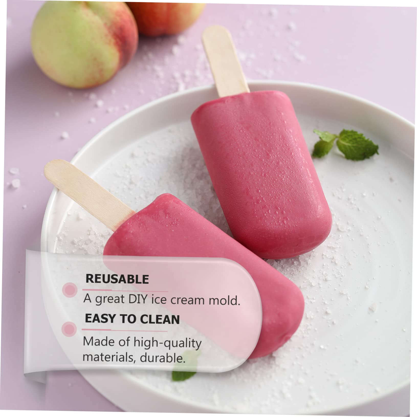 Moule à Glace Soi-Même, Silicone avec Bâtonnets Bois, Réutilisable