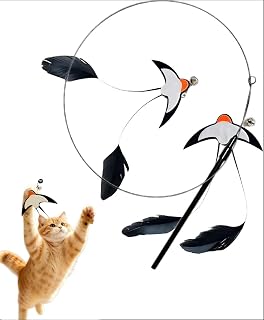 Swallow Feather Cat Wand Replacement Refills with Bell – Interactive Teaser Attachment for Standard Rods, Boredom Buster Self-Play Accessory for Indoor Kittens, Adult Cats, Anxiety Relief & Exercise