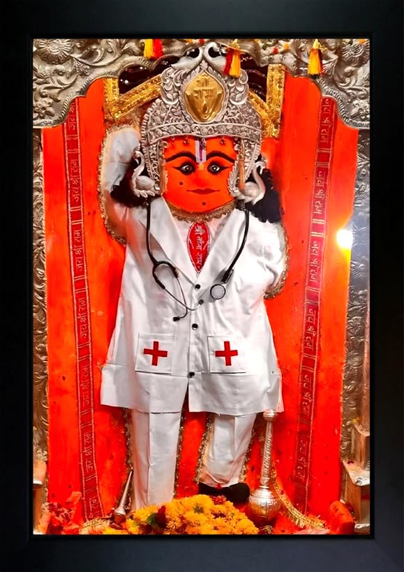 CrowdHall Doctor Hanuman Photo Frame | Doctor Bajrangbali Wall Painting For Home Decoration, Puja room And Gifting (10 x 13.5 inch)-image-20