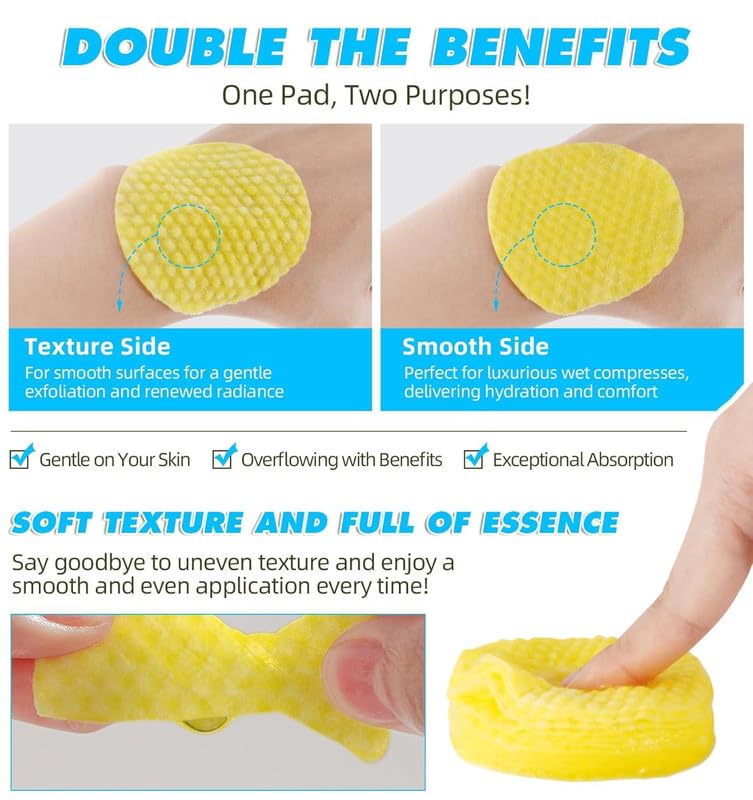 THE PURE NEST Kojic Acid and Turmeric Cleansing Pads for Dark Spots, Skin Brightening & Acne Prevention, Vitamin B5, Vitamin C, Infused Foaming Exfoliating for Face for All Skin (60Pcs) 3