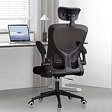 Office Chair Breathable Mesh Ergonomic Desk Chair with Adjustable Headrest & Lumbar Support High Back Mesh Computer Chairwith Flip-up Arms Seat Height Adjustable Swivel 360° Computer Chair