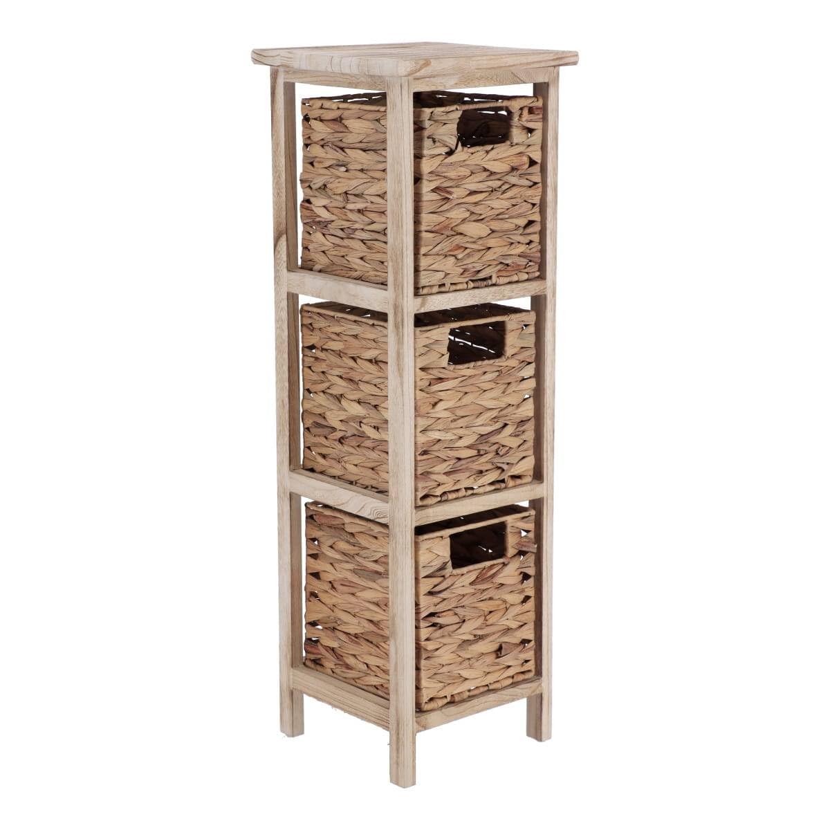 Tendance - Meuble Paulownia 3 Paniers Jacinthe - Naturel - Salle de Bain - Meubles Bois Montés