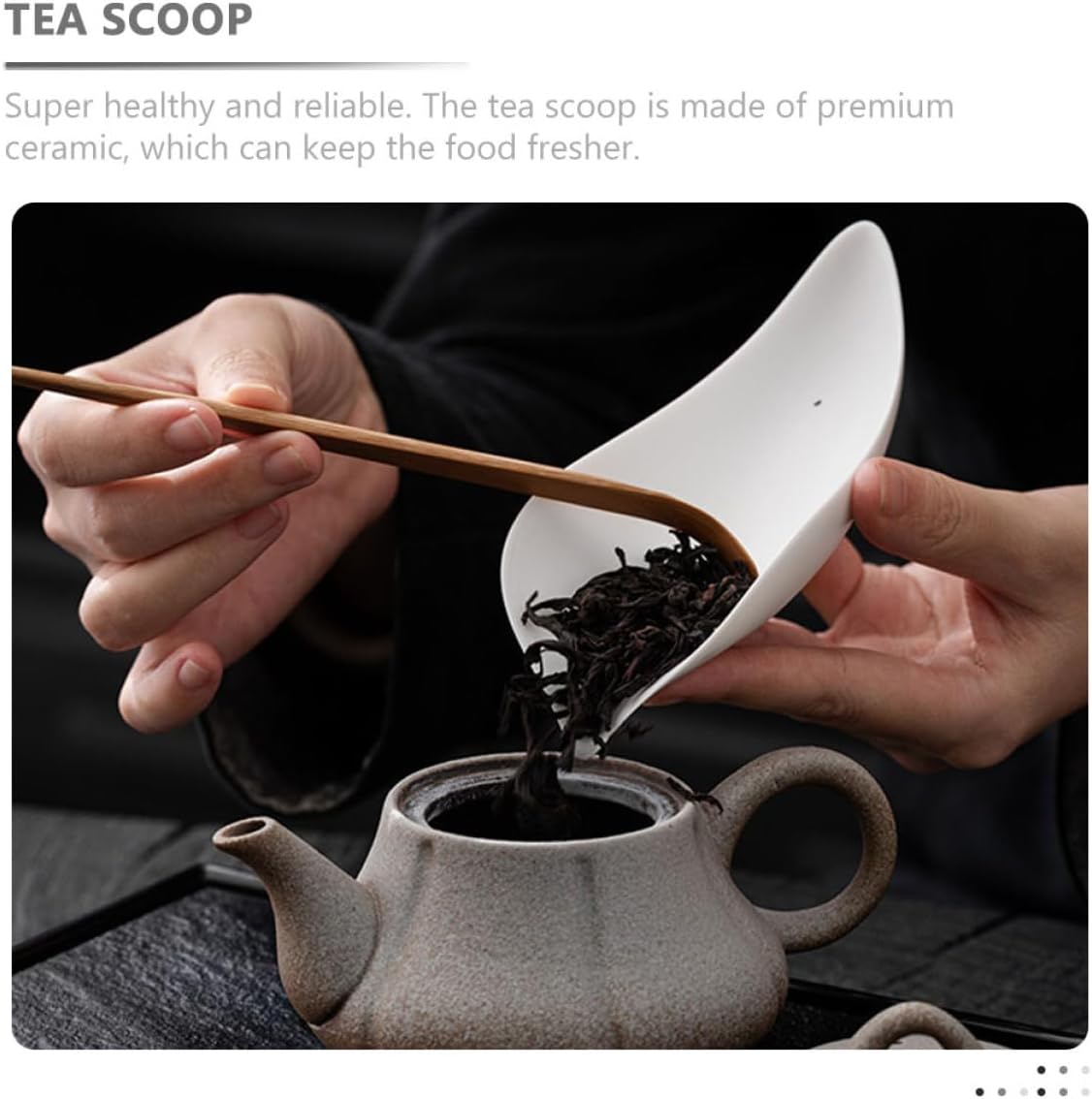 MAGICLULU Ceramic Tea Scoop Tea Leaf Spoon Set Small Multi-function for Brewing and Serving