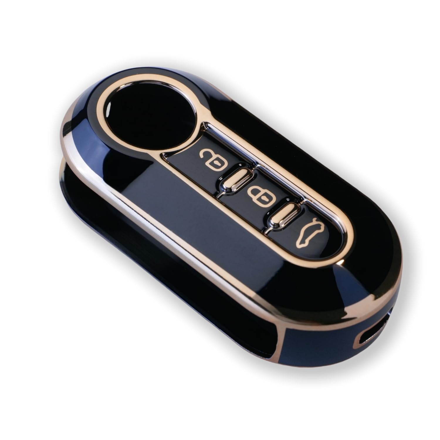 RUXYAXFOL TPU Cover Chiave Auto per Fiat 500 Punto Bravo Brava Panda Doblo Ducato Idea Line Ulysse Tipo Lancia Ypslon Delta Musa Custodie Chiave Auto, 2 pezzi, oro nero