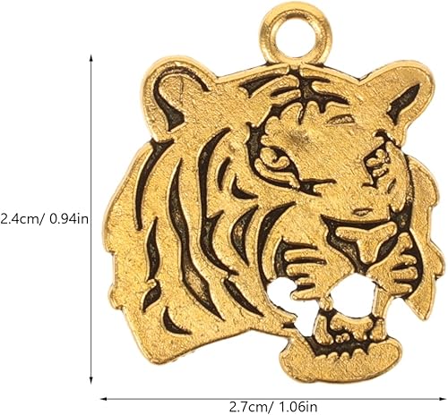 Miniatura 8 de 30 piezas de dijes de cabeza de tigre cabeza de tigre de aleación dorada, accesorios de fabricación de joyas para collares, pulseras, manualidades y