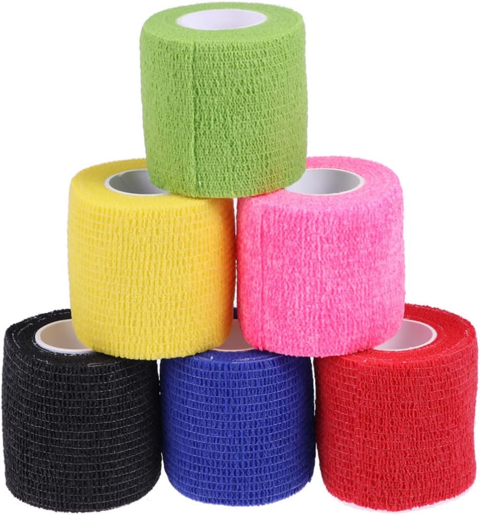 Didiseaon Strong Elastic First Aid Tape 6pcs Non-Woven Bandage Wrap Self-Adhesive Tape No Clips Needed for Sports