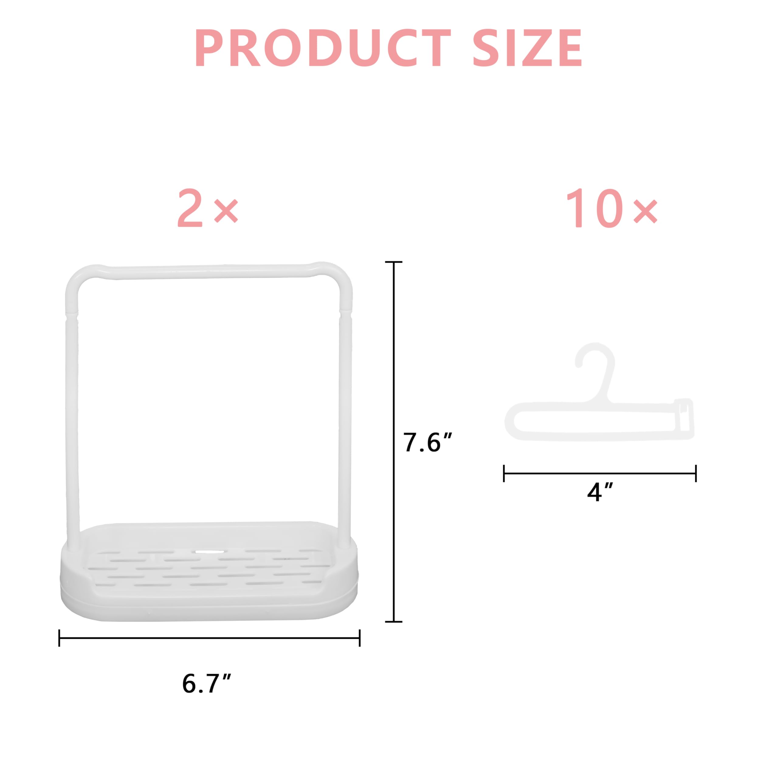 Satakara Doll Clothes Hanger & Rack Set - 2 Stands + 10 Hangers, Durable Plastic Dolls Wardrobe Organizer for Dollhouse Decor, White